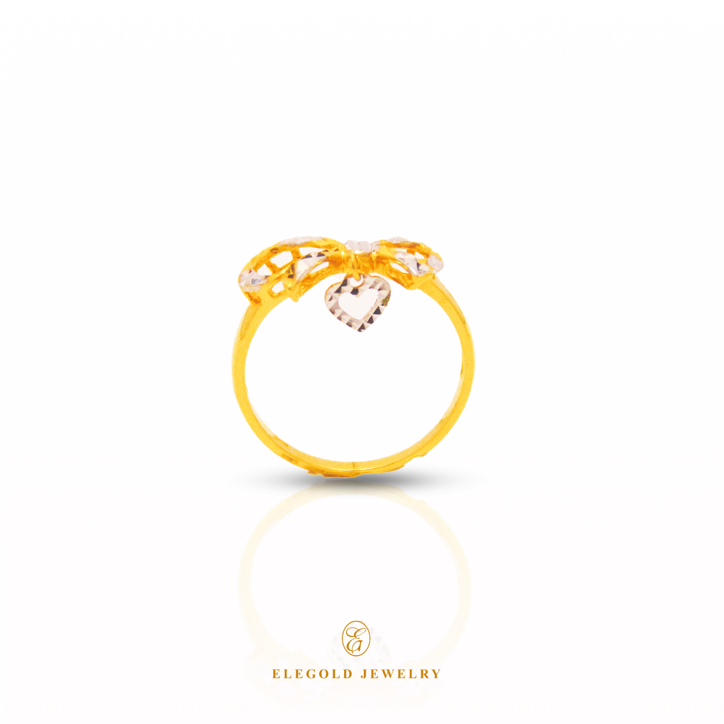 Elegold RIbbon White-Gold Plated 916 Gold Ring - 20AVS