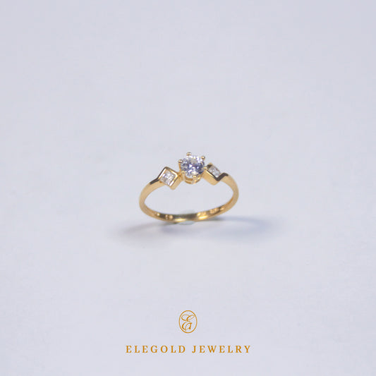 Elegold Triple Stone CZ Gold Ring - 101TS