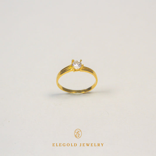 Elegold Solitaire CZ Stone Gold Ring