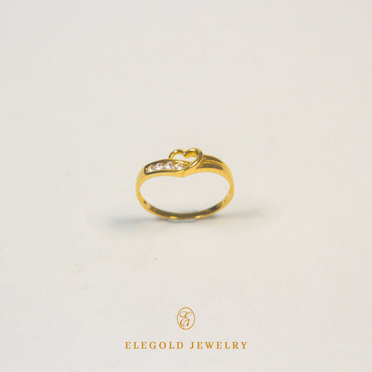 Elegold Heart CZ Stone Gold Ring