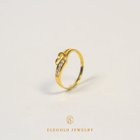 Elegold Heart CZ Stone Gold Ring