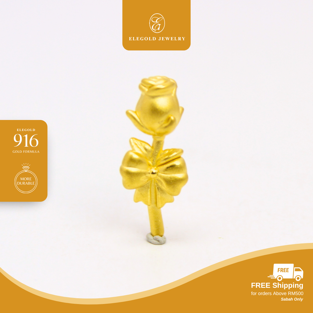 999 Pure Gold Flower Gold Pendant Elegold