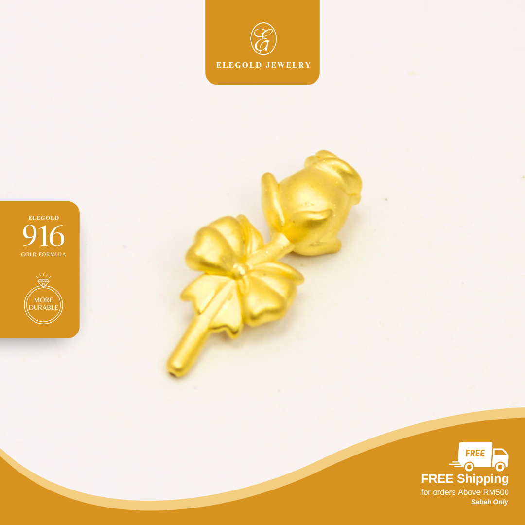 999 Pure Gold Flower Gold Pendant Elegold