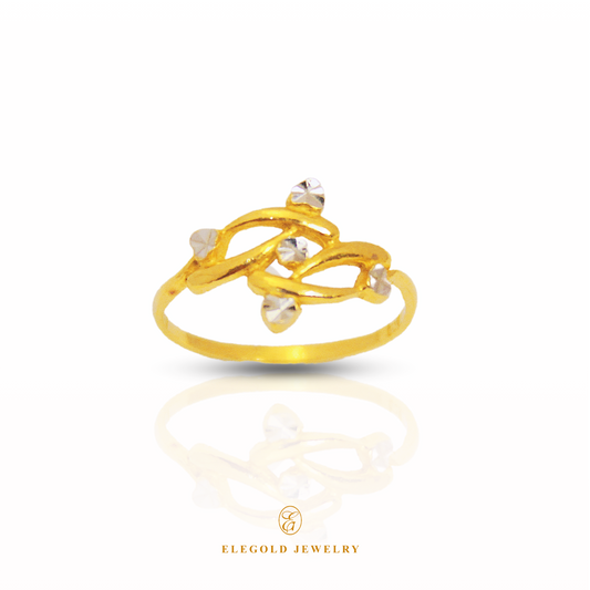 Elegold White Gold Plated Twist Minimal 916 Gold Ring - 1031F