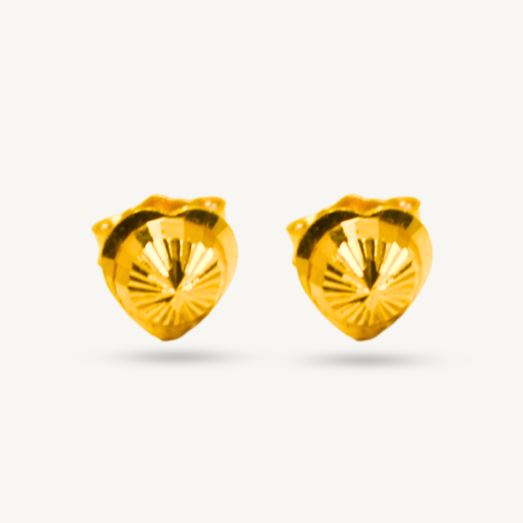 916 Gold Shiny Cut Beads Stud Earrings | Anting Kilat Beads Bajet Emas 916 | Elegold