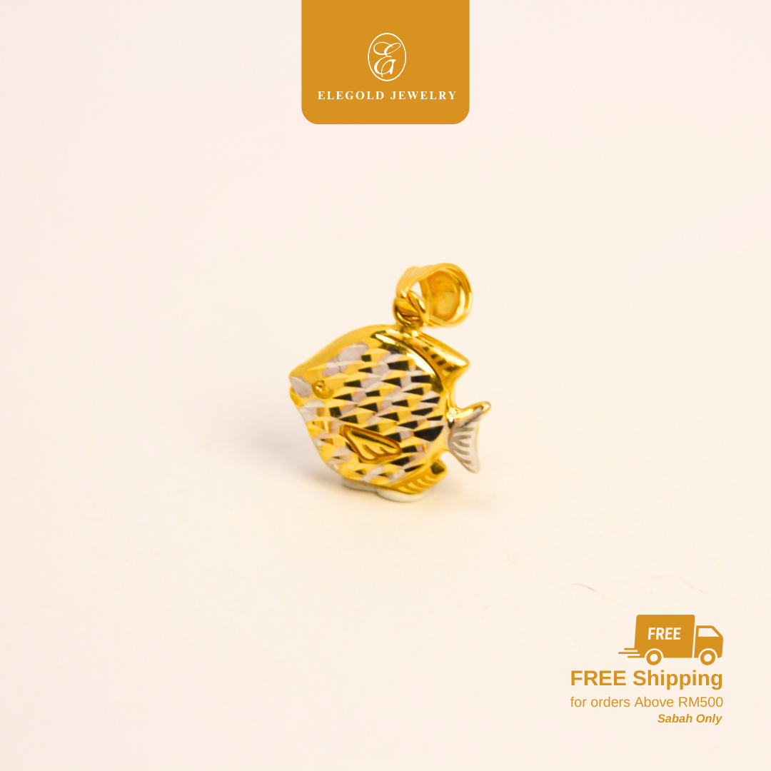 916 Gold Dual Color Fish Fashion Pendant | Loket Dua Warna Ikan Emas 916 | Elegold