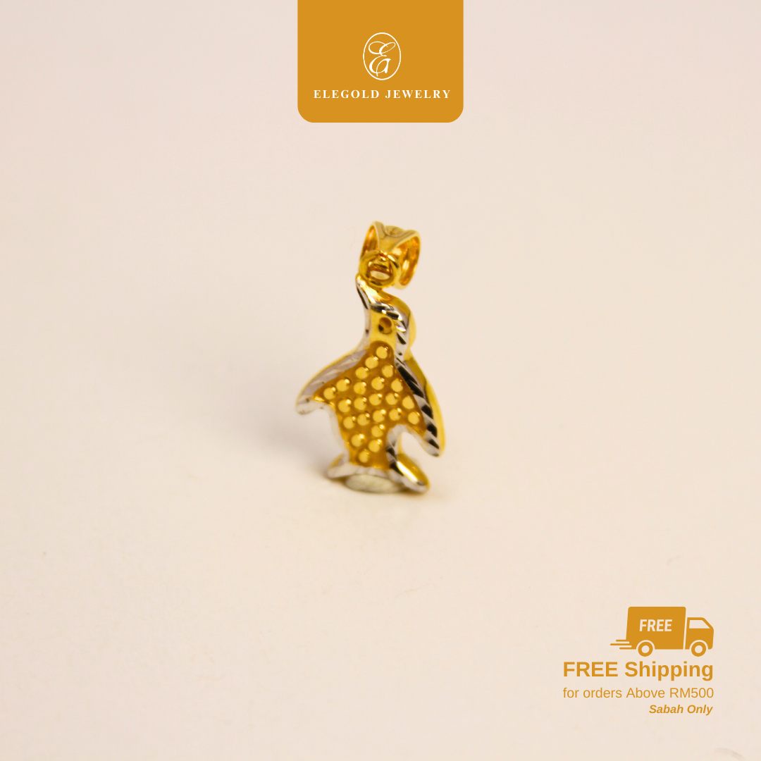 916 Gold Dual Color Fashion Penguin Pendant | Loket Dua Warna Emas 916 | Elegold