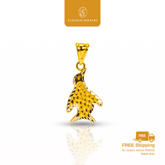 916 Gold Dual Color Fashion Penguin Pendant | Loket Dua Warna Emas 916 | Elegold