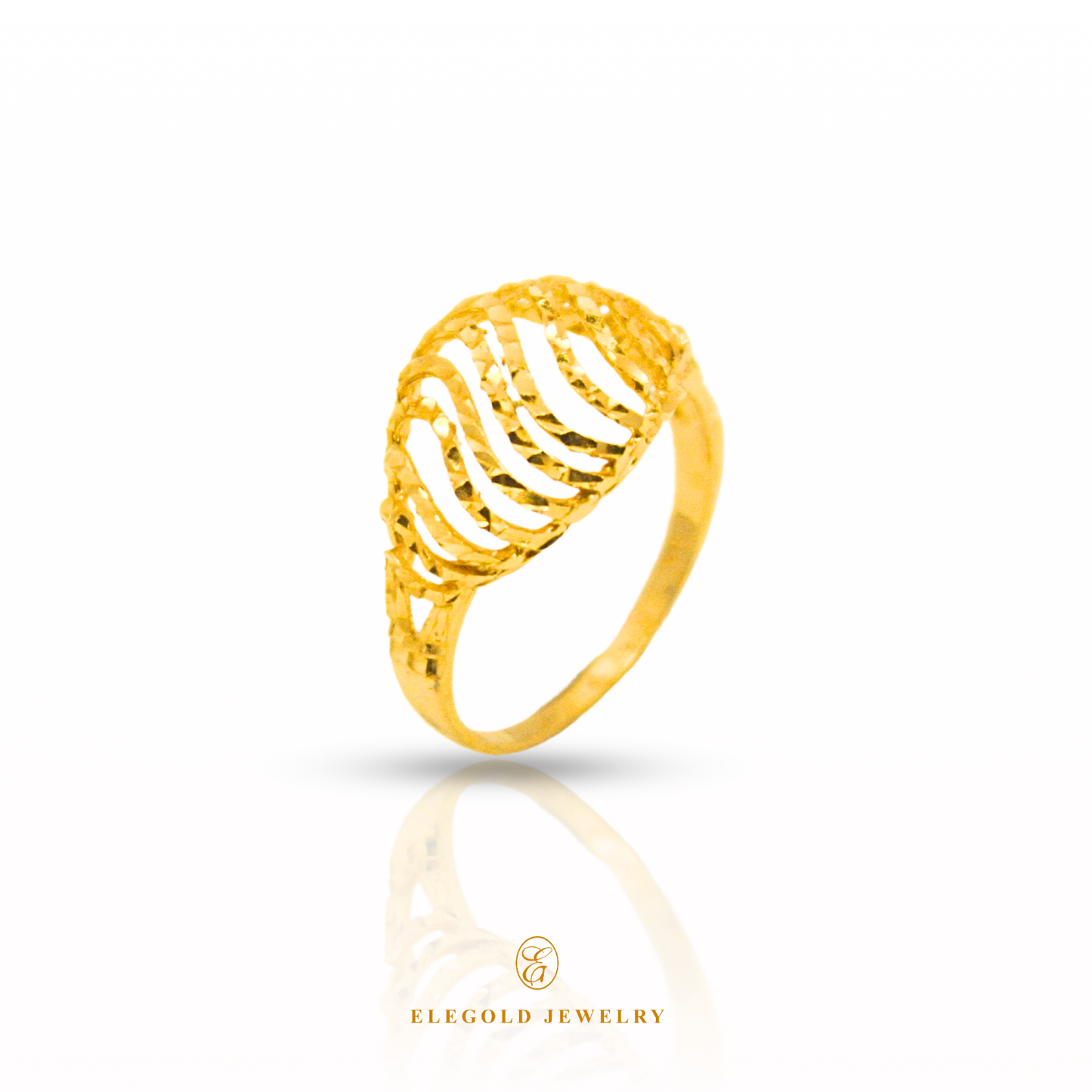 Fashion Wave Strips Gold Ring