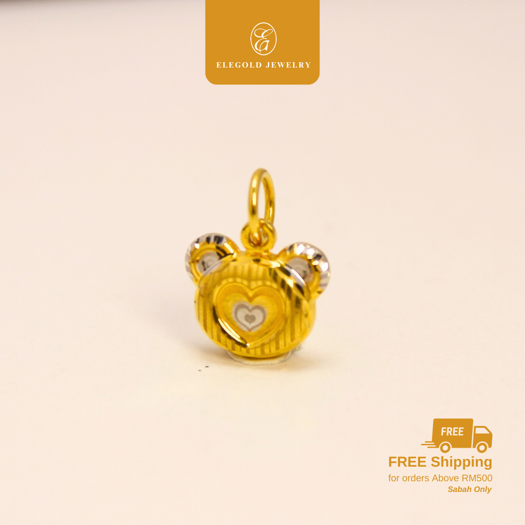 916 Gold Bear Fashion Pendant | Loket Bear Emas 916 | Elegold