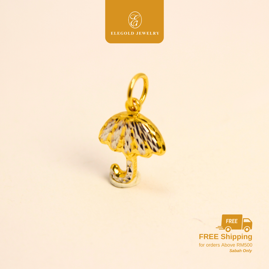 916 Gold Dual Color Umbrella Fashion Pendant | Loket Dua Warna Payung Emas 916 | Elegold