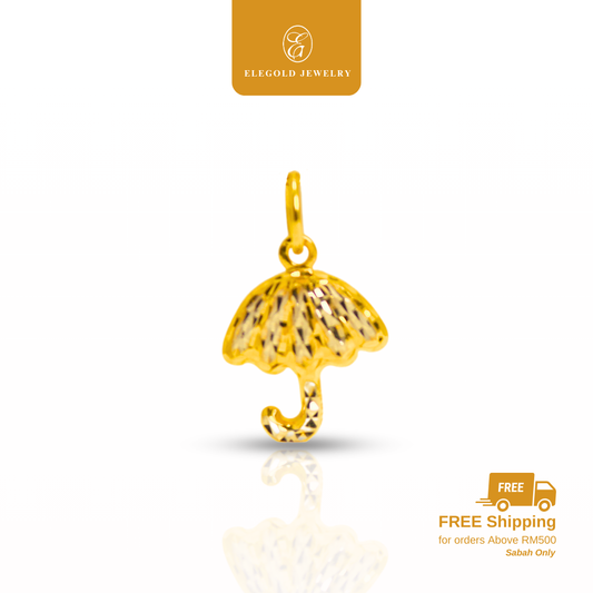 916 Gold Dual Color Umbrella Fashion Pendant | Loket Dua Warna Payung Emas 916 | Elegold