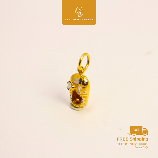 916 Gold Dual Color Fashion Yellow & White Gold Shoes Pendant | Loket Kasut Emas 916 | Elegold