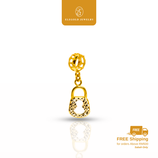 916 Gold Shiny Dual Color Padlock Charms | Elegold