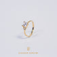 Elegold Square Cut Solitaire Simple CZ Stone Gold Ring