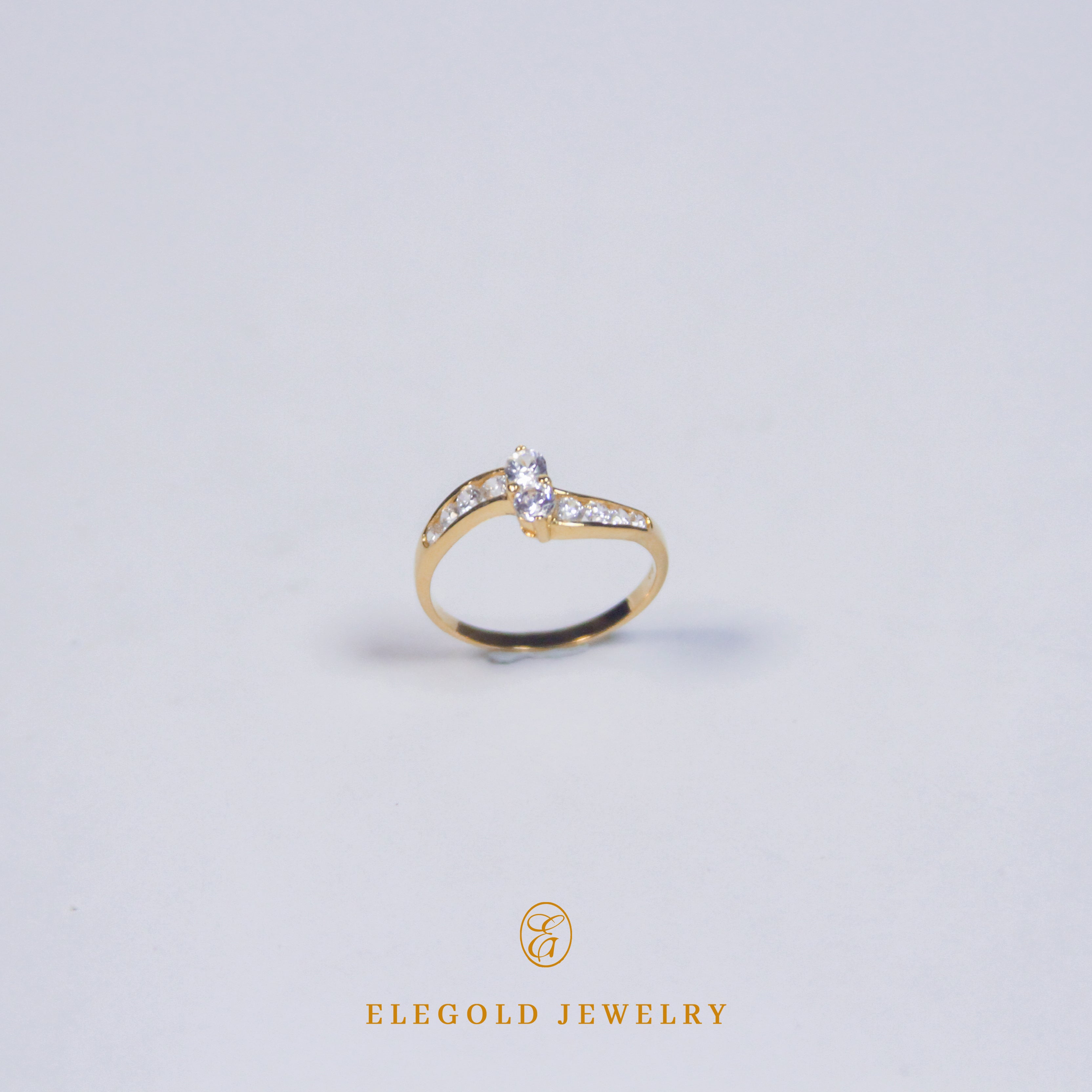 Elegold Double Side CZ Stone Gold Ring