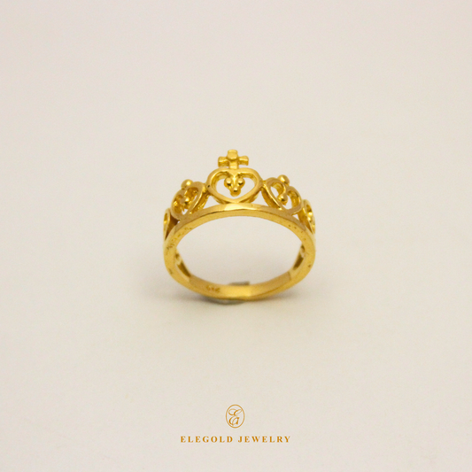 ELEGOLD Plain Crown Gold Ring