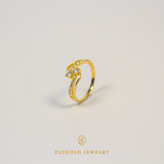 Elegold CZ Side Stone Gold Ring - 209R6