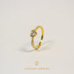 Elegold Heart Shape CZ Side Stone Gold Ring