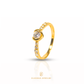 Elegold Heart Shape CZ Side Stone Gold Ring