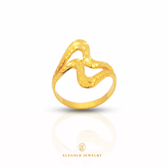 Elegold Fashion Twisted Shiny 916 Gold Ring - 20AFH