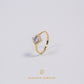 Elegold Halo Round Cut CZ Stones Gold Ring