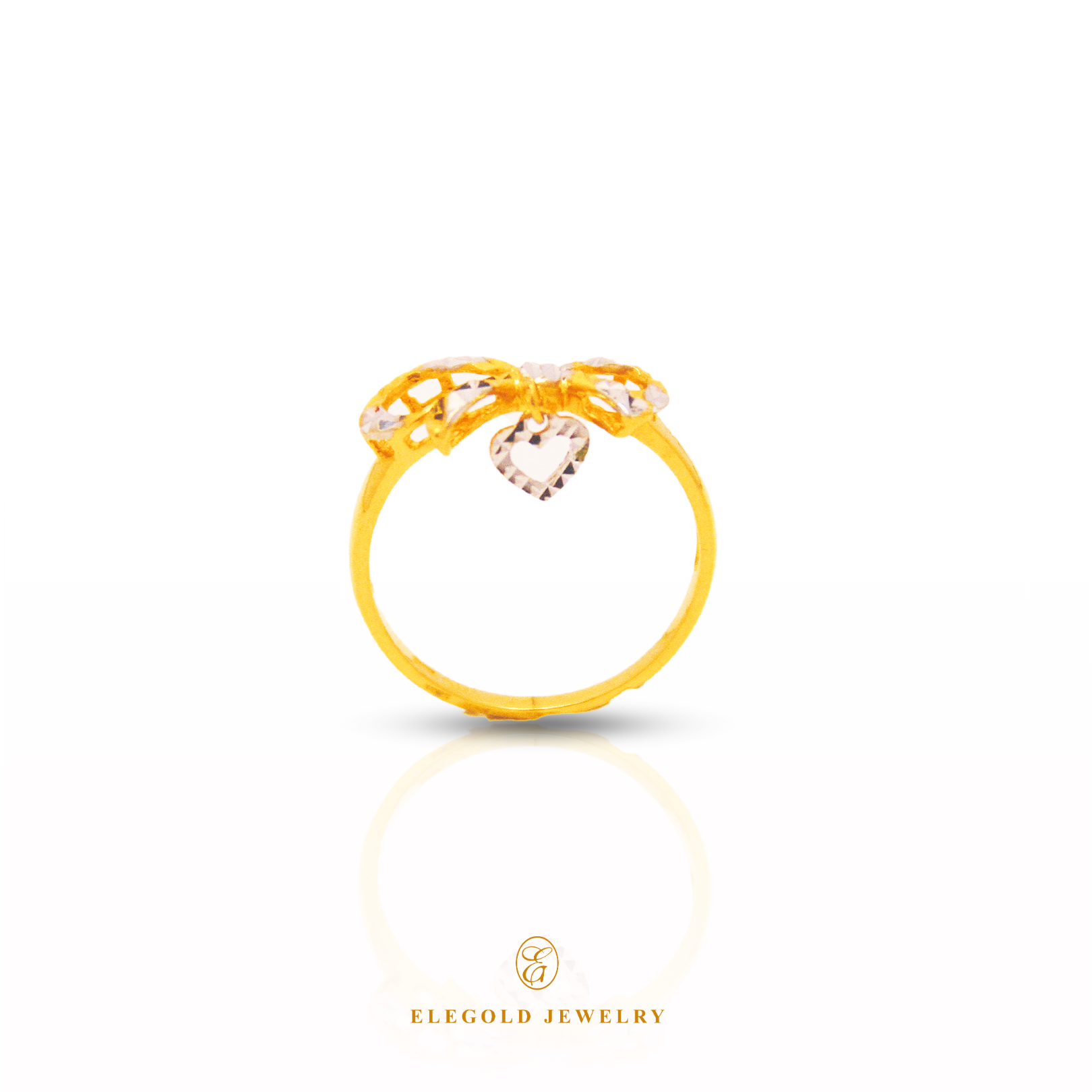 Elegold RIbbon White-Gold Plated 916 Gold Ring - 20AVS