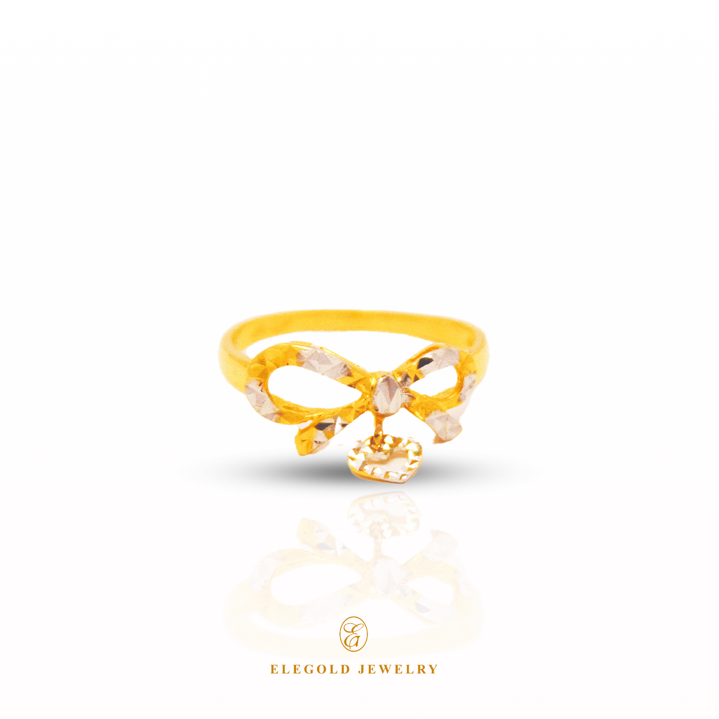 Elegold RIbbon White-Gold Plated 916 Gold Ring - 20AVS