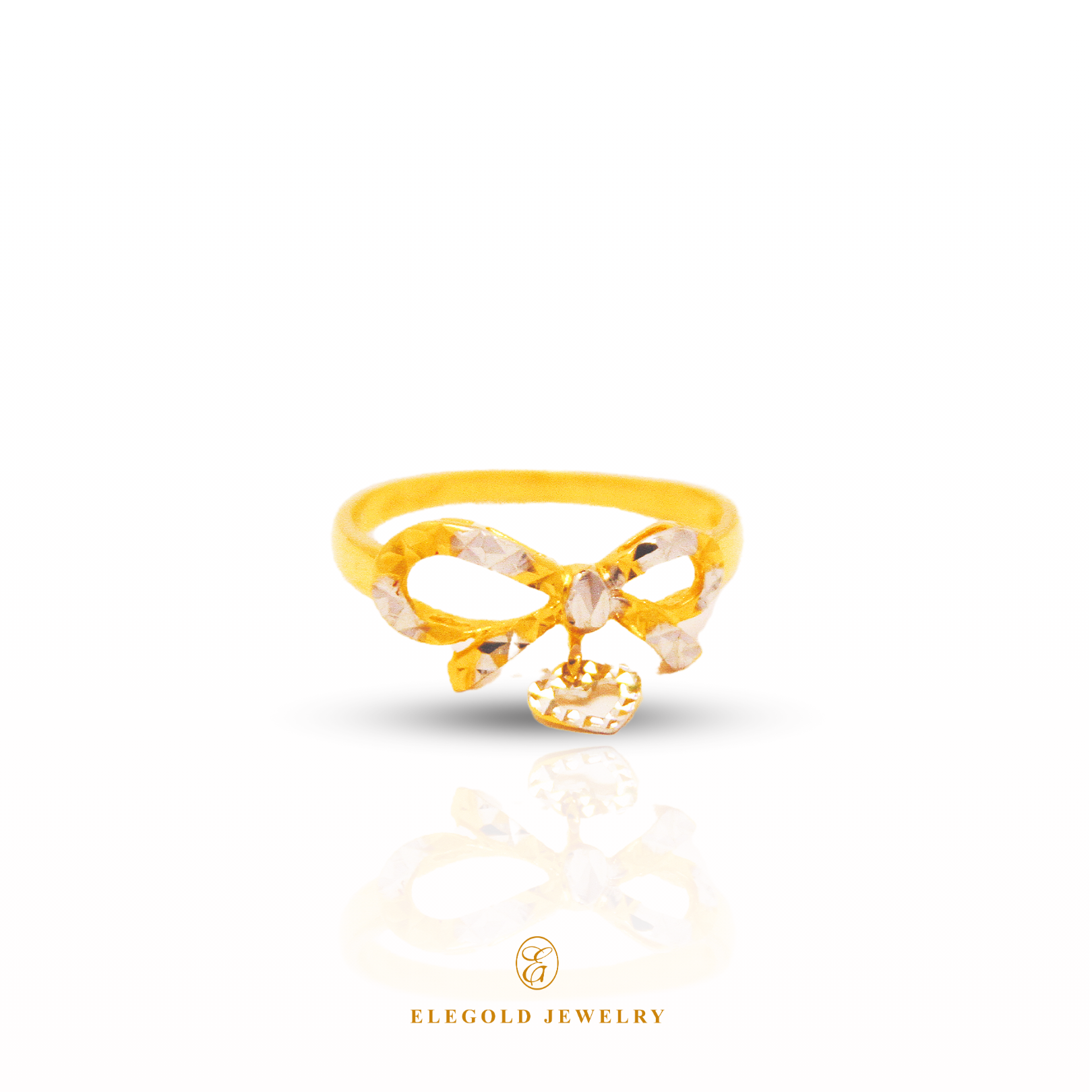 Elegold RIbbon White-Gold Plated 916 Gold Ring - 20AVS