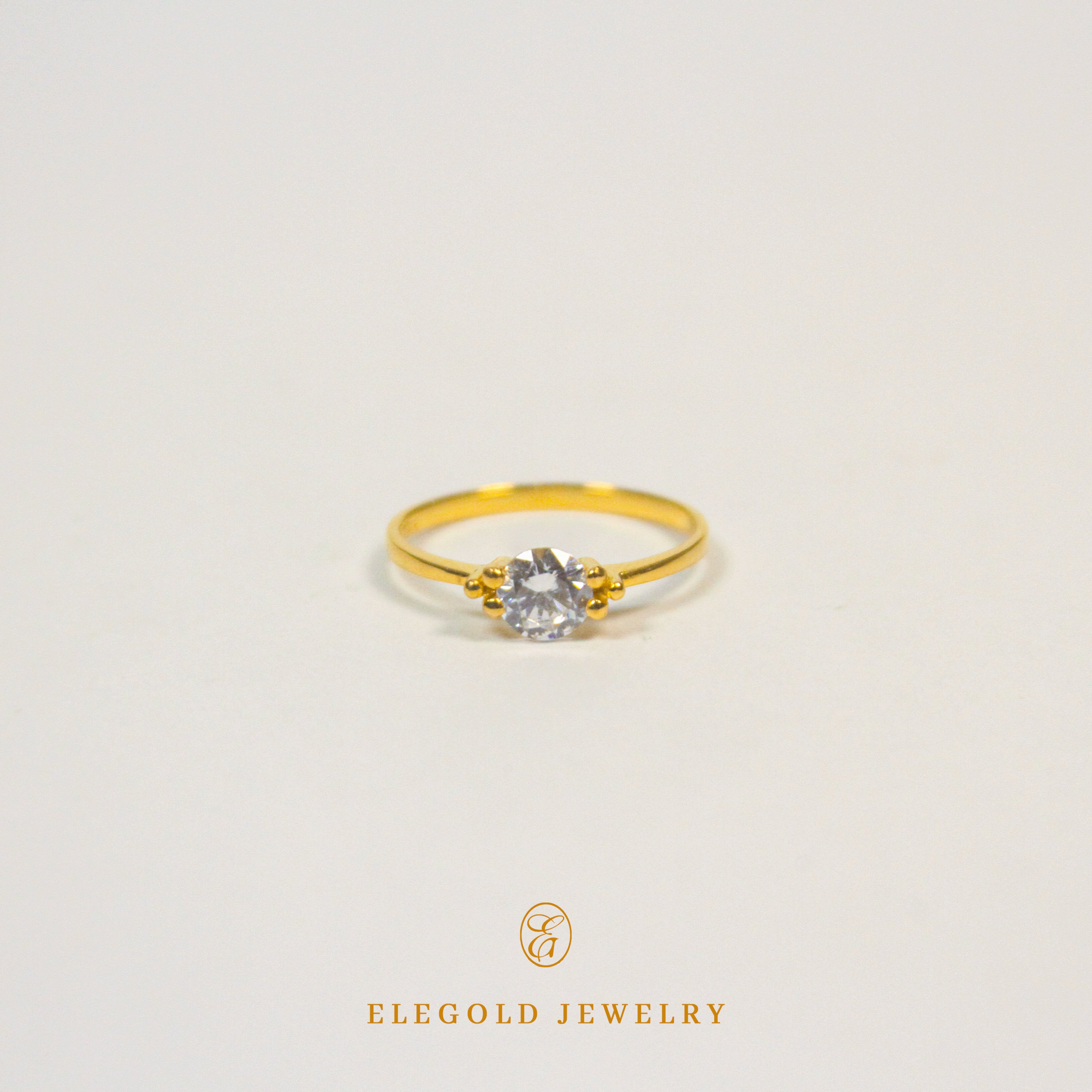 Elegold Solitaire CZ Stone Gold Ring - 20DOP