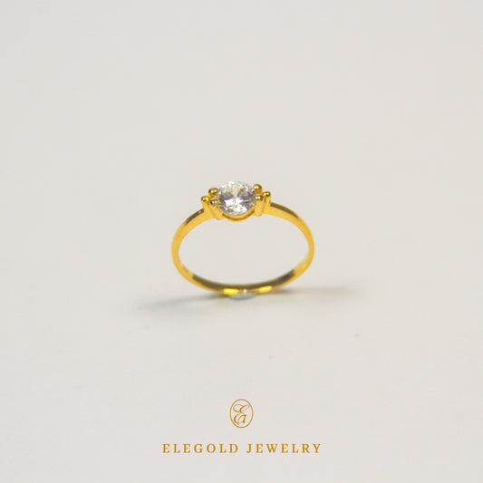 Elegold Solitaire CZ Stone Gold Ring - 20DOP
