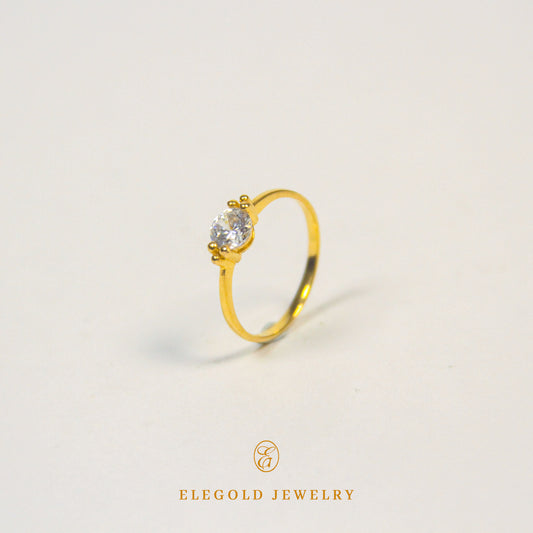 Elegold Solitaire CZ Stone Gold Ring - 20DOP