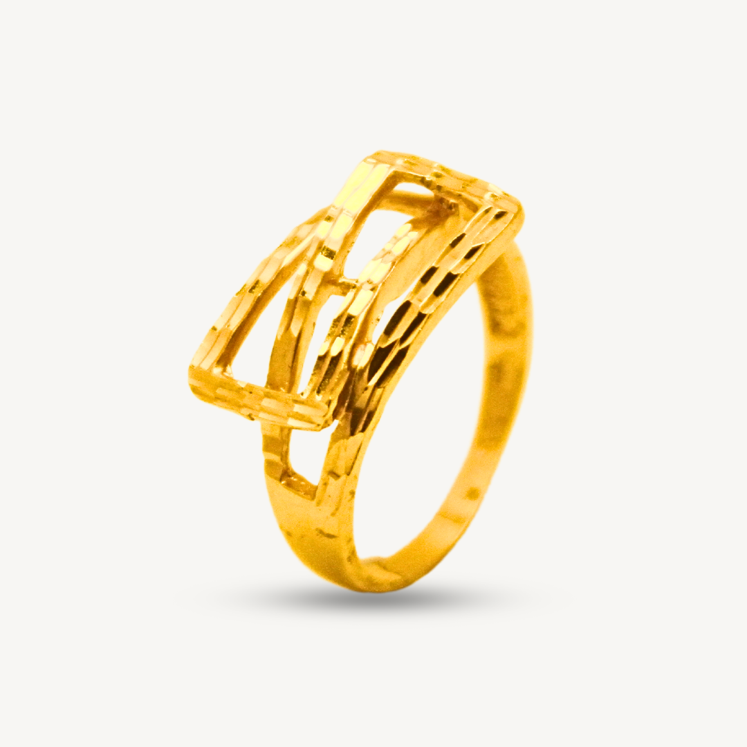 916 Gold Shiny Overlap Diamond Cut | Kilat Cincin | Elegold