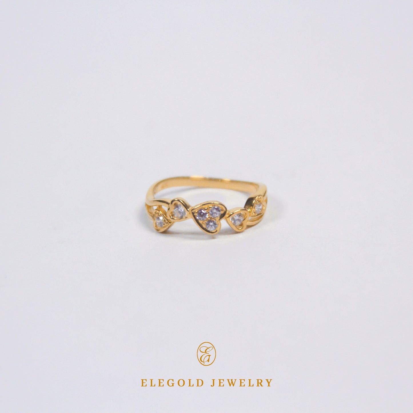 Elegold Heart CZ Stone Gold Ring