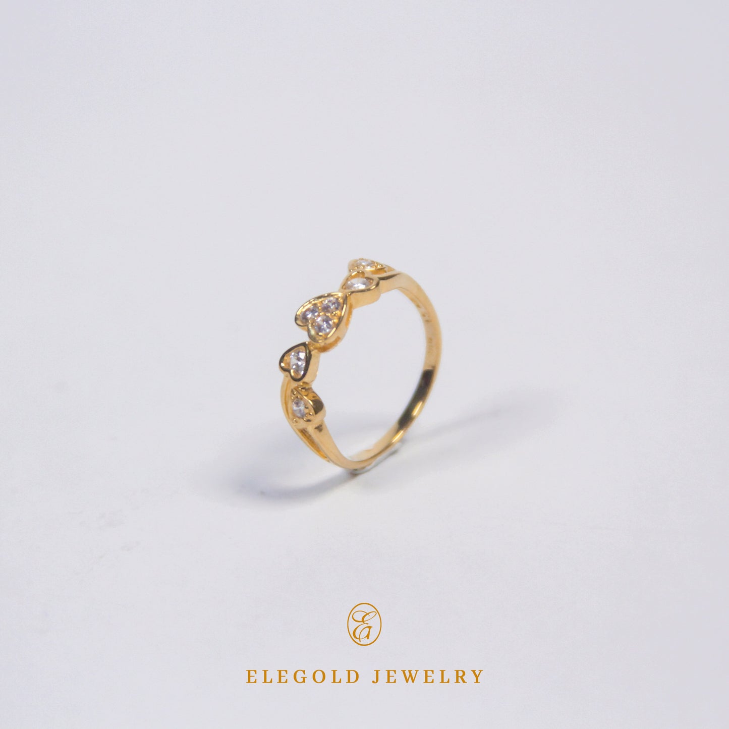 Elegold Heart CZ Stone Gold Ring