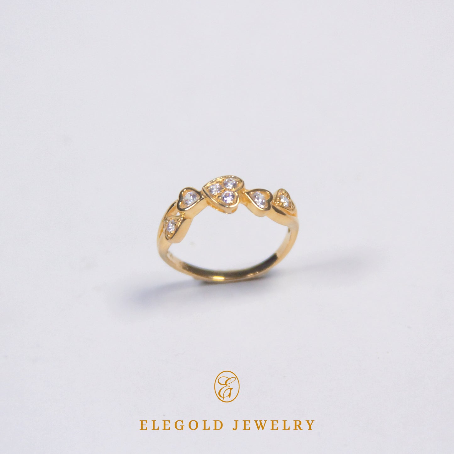 Elegold Heart CZ Stone Gold Ring