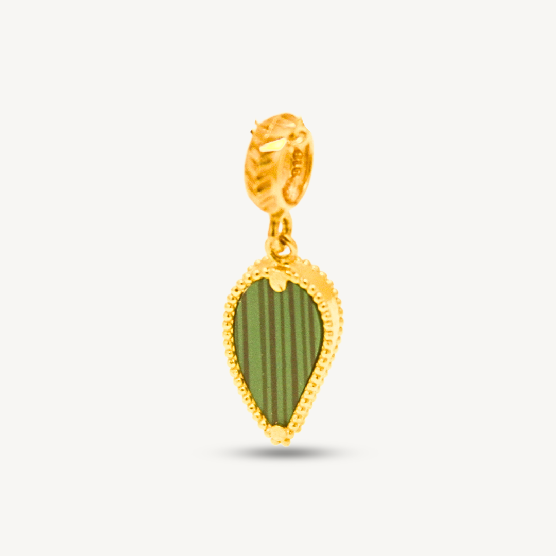 916 Green Stone Leaf Loket Charm Pendant Bajet | Elegold - 20L8F