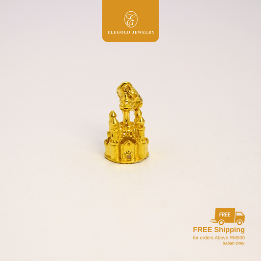 916 Gold Princess Castle Charm | Charm 3D Fesyen Emas 916 | Luxury | Elegold