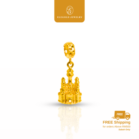 916 Gold Princess Castle Charm | Charm 3D Fesyen Emas 916 | Luxury | Elegold