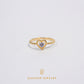 Elegold Heart Shape CZ Stone Twist Gold Ring