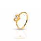 Elegold Heart Shape CZ Stone Twist Gold Ring