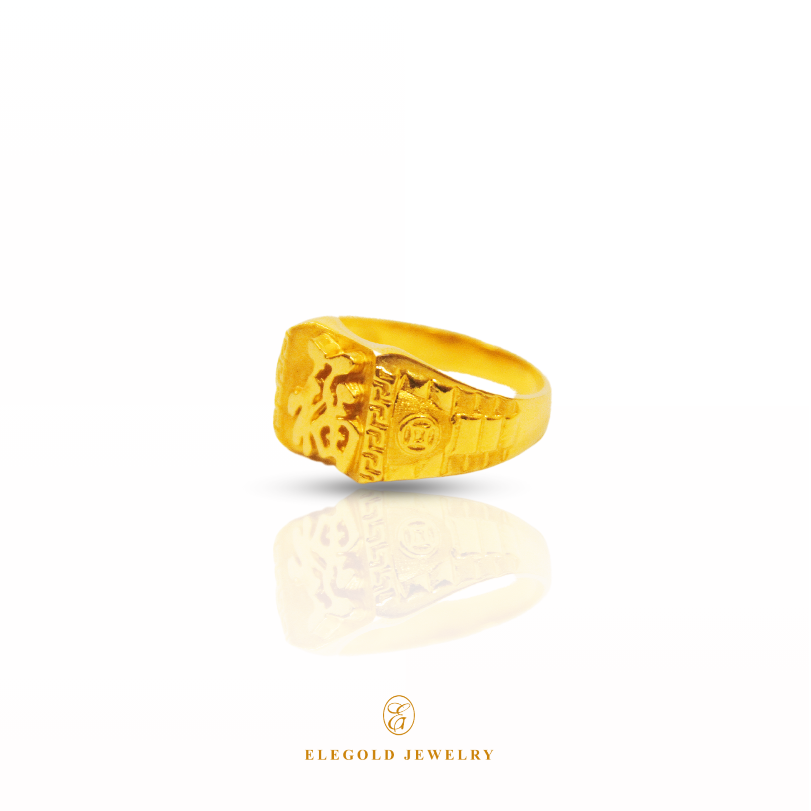Elegold Blessing "福" Luxury Bold 916 Gold Ring - 20GV5