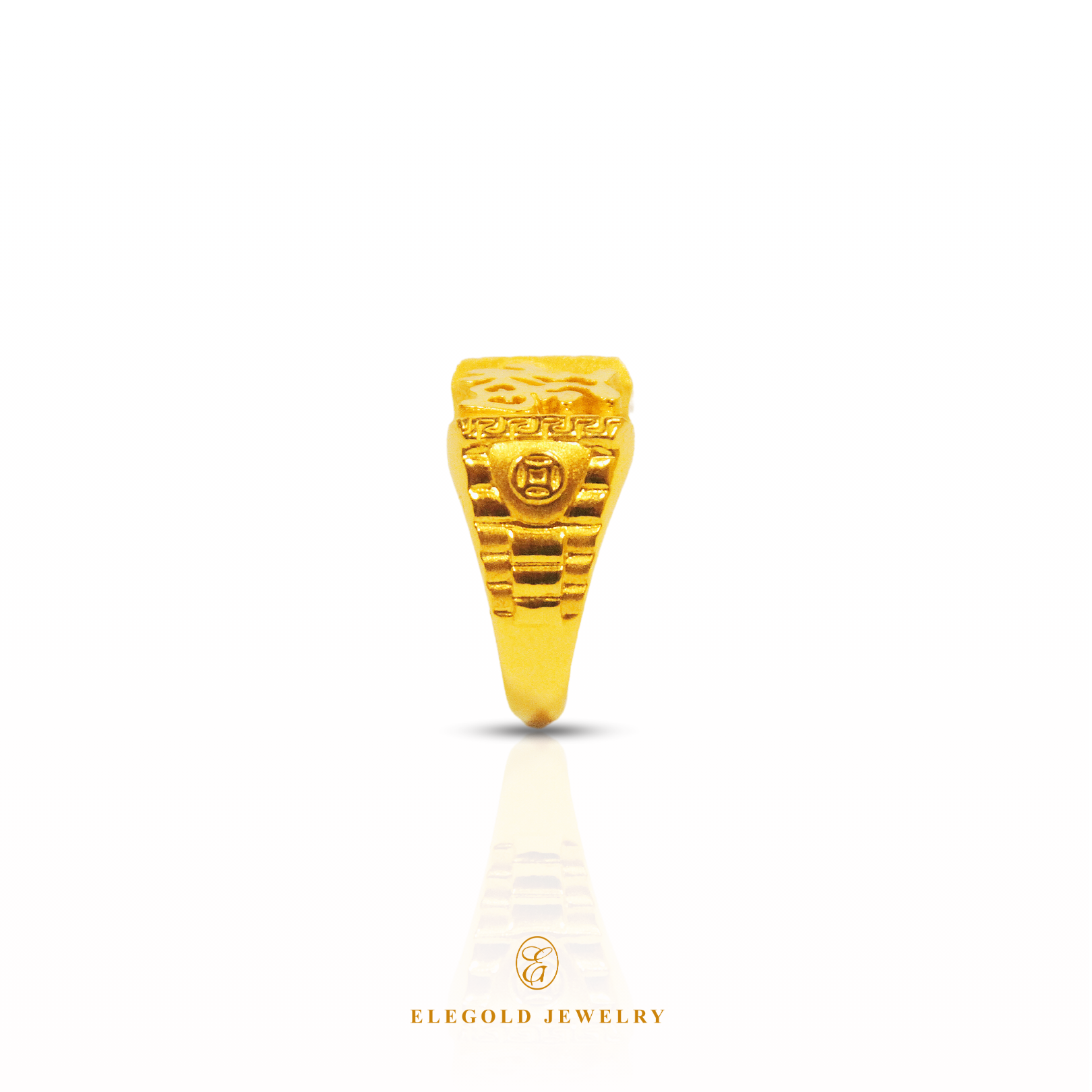 Elegold Blessing "福" Luxury Bold 916 Gold Ring - 20GV5
