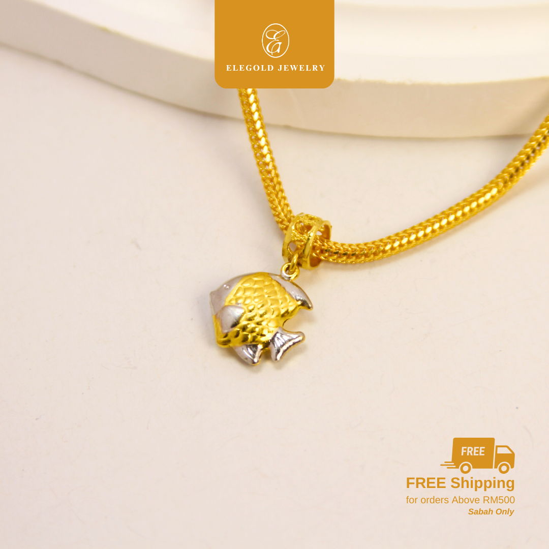 916 Gold Dual Color Fish Charm | Charm Ikan Emas 916 | Elegold