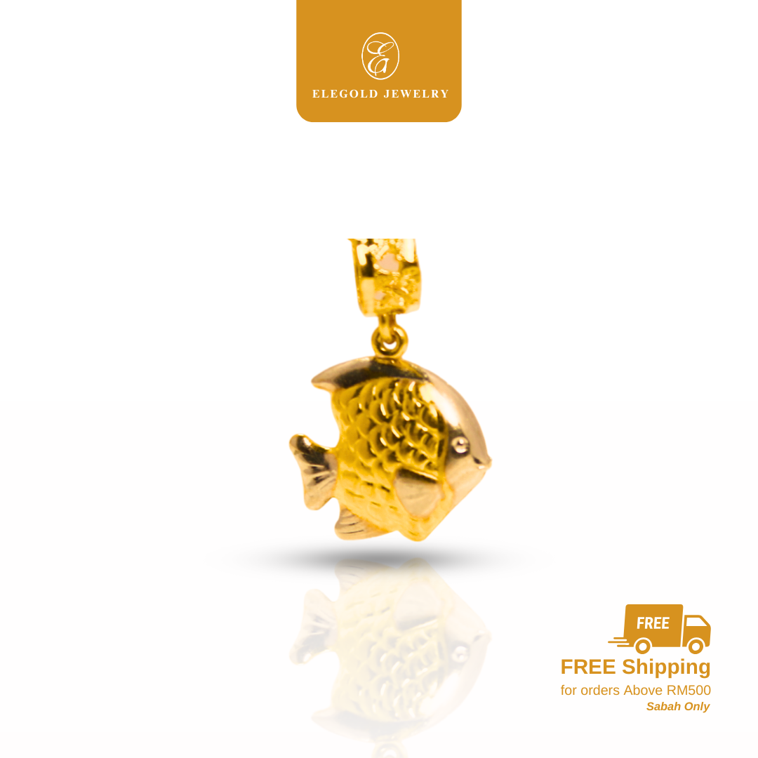 916 Gold Dual Color Fish Charm | Charm Ikan Emas 916 | Elegold