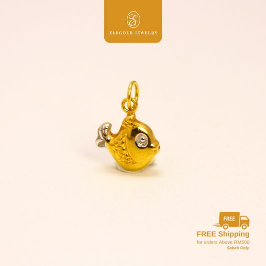 916 Gold Dual Color Fish Pendant | Loket Ikan Emas 916 | Elegold