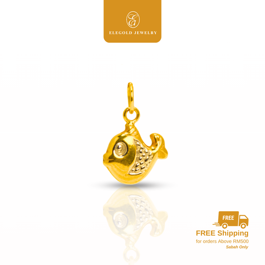 916 Gold Dual Color Fish Pendant | Loket Ikan Emas 916 | Elegold