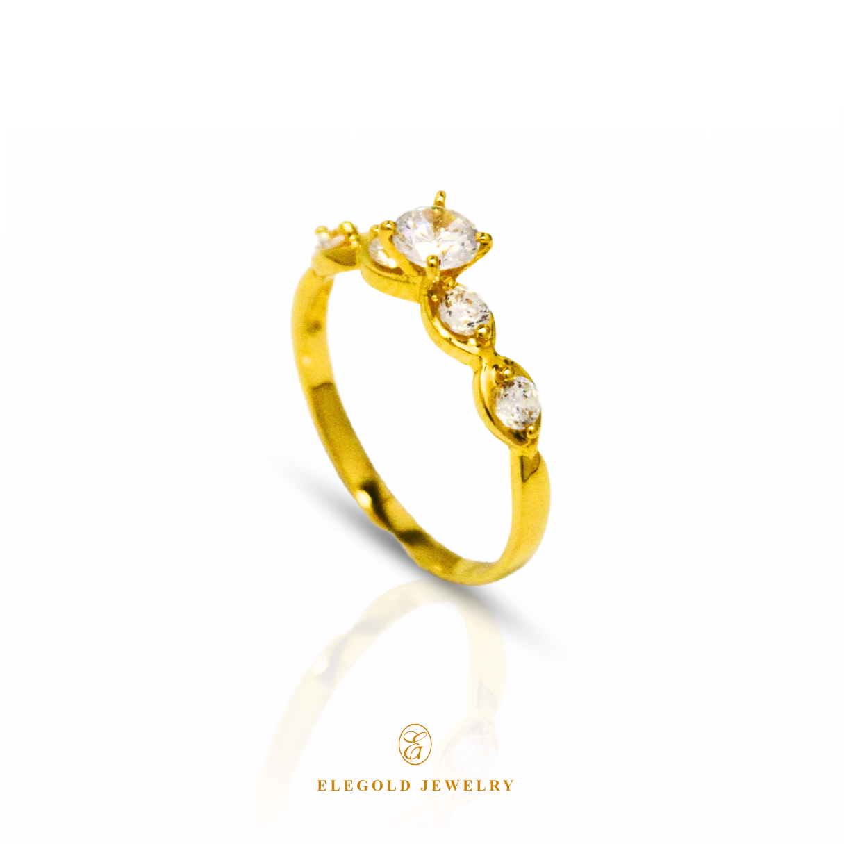 Elegold 5 Stone CZ Gold Ring - 20JWV