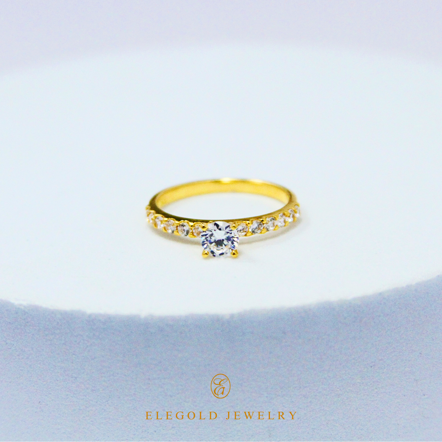 Elegold Classic Infinity CZ Stone Ring - 20K6H