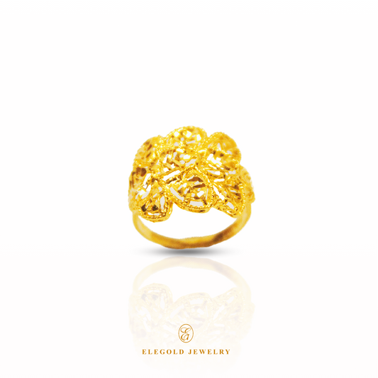 Elegold Bold Fashion Leaf 916 Gold Ring - 20KY8